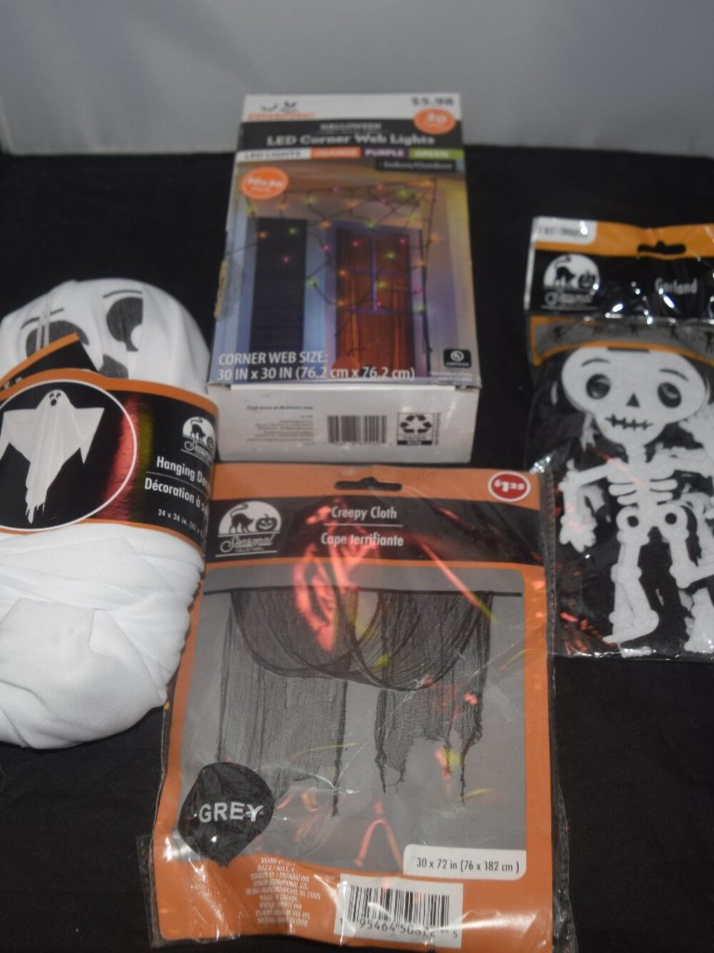 NWT Halloween Decoration Supply Bundle - Lights, Creepy Cloth, Skeleton & Ghost